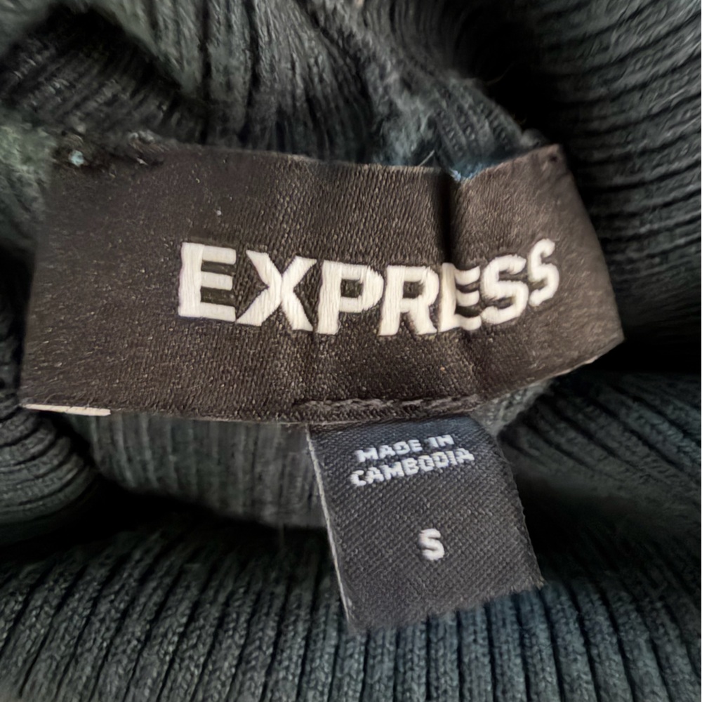 Express Dark Green Long Sleeve midi Dress - Picture 2 of 3